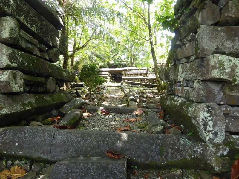 The central tomb is straight ahead.

Perhaps the first person to write about the site was James F. O'Connell, shipwrecked on the island in t