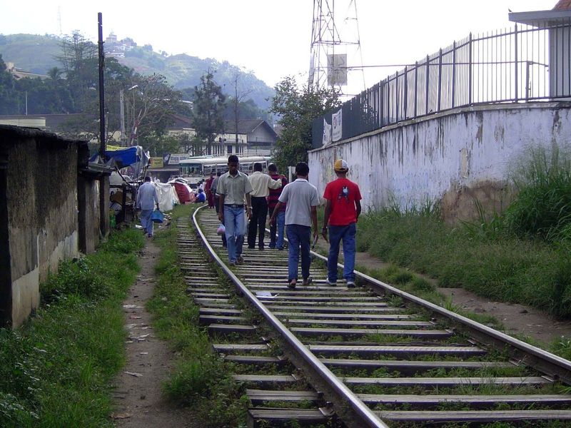 The right-of-way has many signs warning pedestrians to stay clear of the tracks, but they are universally disregarded. The trains do move sl
