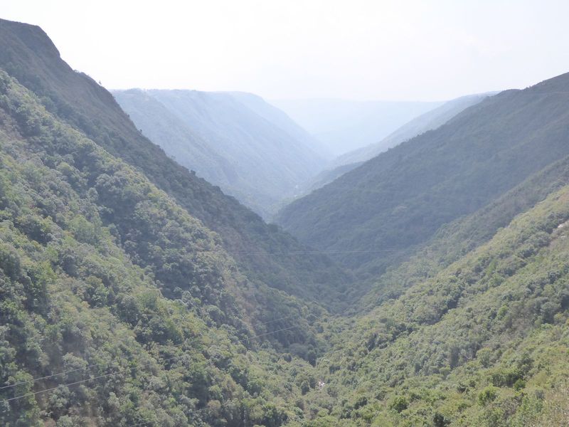 The deeply incised plateau of the Khasi Hills.