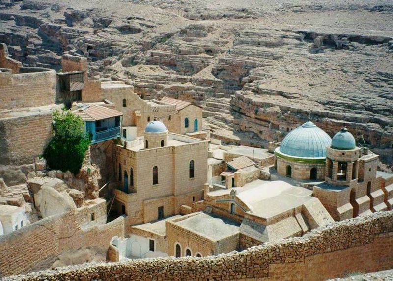 There is one viewpoint from which one can look over that wall and into the mostly deserted monastery. Once crowded, there were only three mo