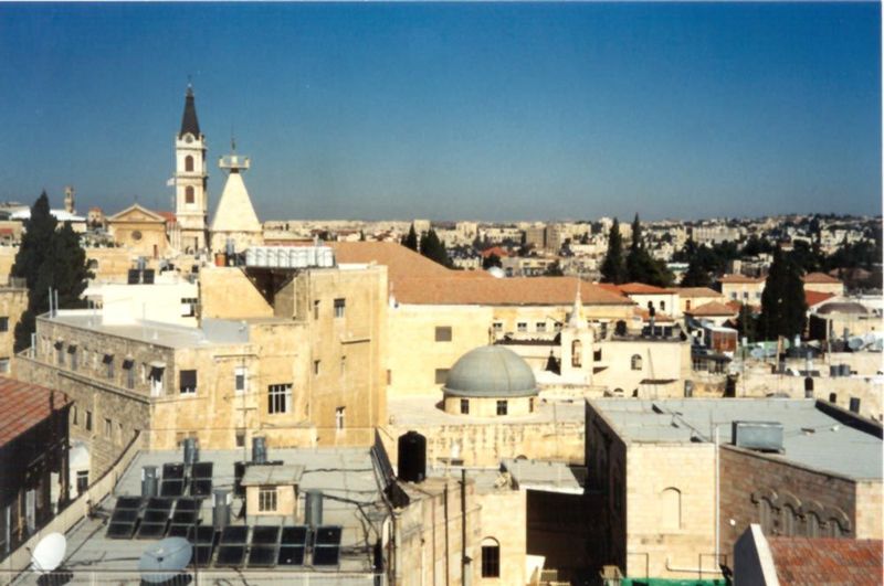 The Church of the Holy Sepulcher is just about to swing into view on the right.