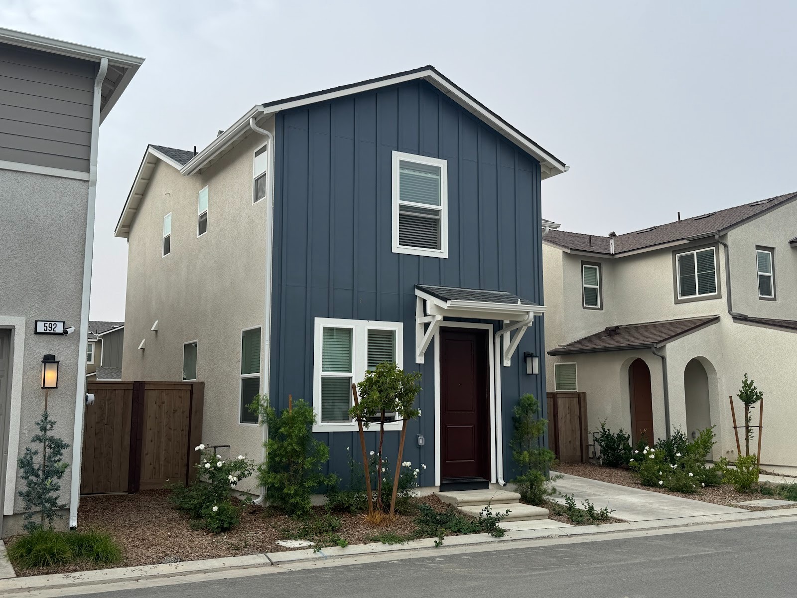 The Bellevue Model, with 1,227 square feet, starts in the high 300s.  Customer: "Where's the beautiful view?"  Realtor: "Get this guy outa h