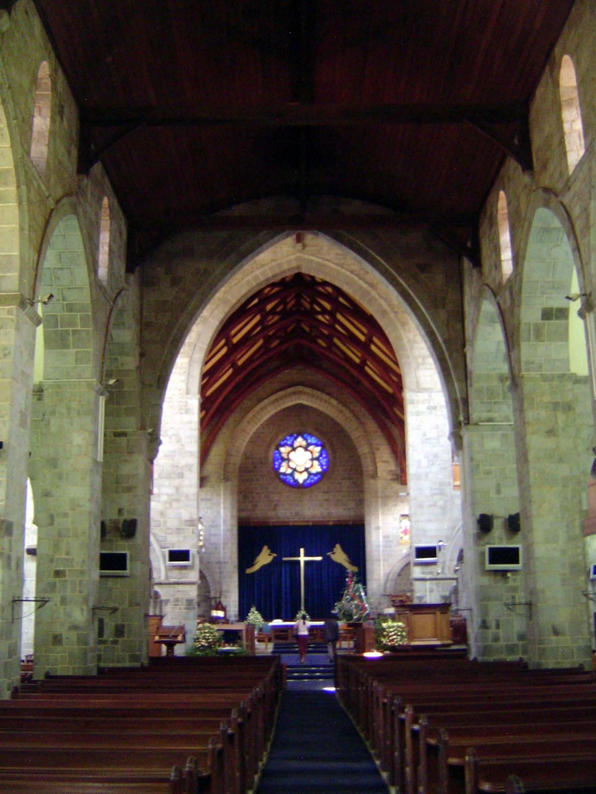 The church itself: somber, subdued, almost gloomy.