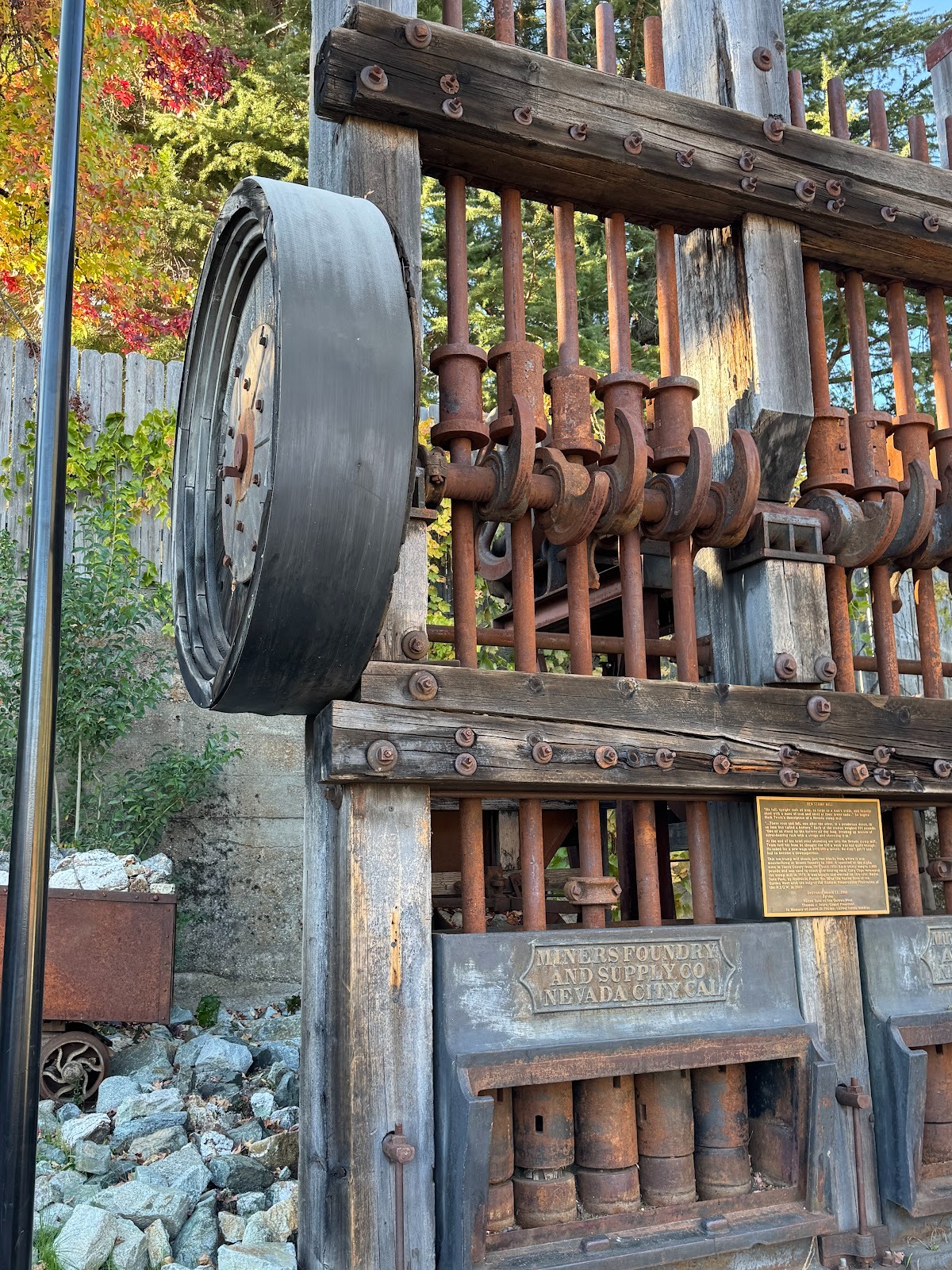 The town celebrates its mining history, in part by plopping down a stamp mill that was made here and which operated at the nearby Alpha Mine