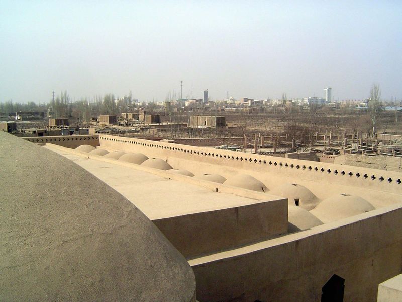 View from the roof over to the modern city.