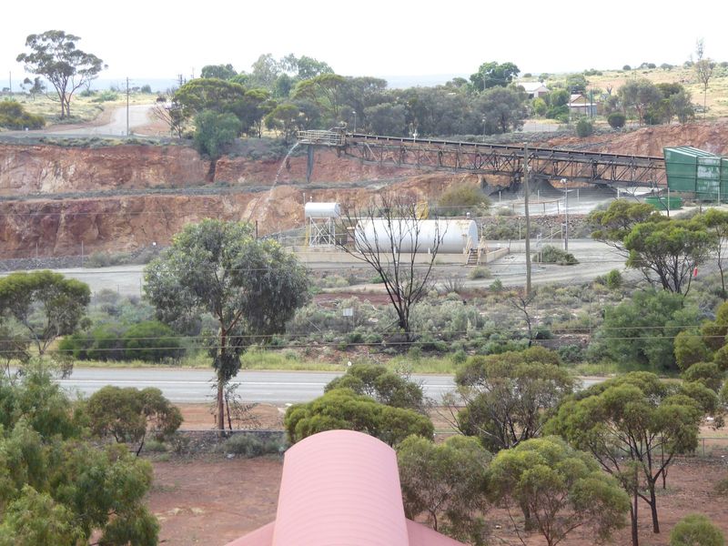 Here's one last view from the headframe: the view is north toward an active mine.