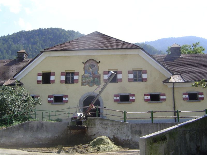 Not far upstream, this is the Tyrolean vocational school for dairying. It sustains a landscape of farms far into the alpine heights. Agricul