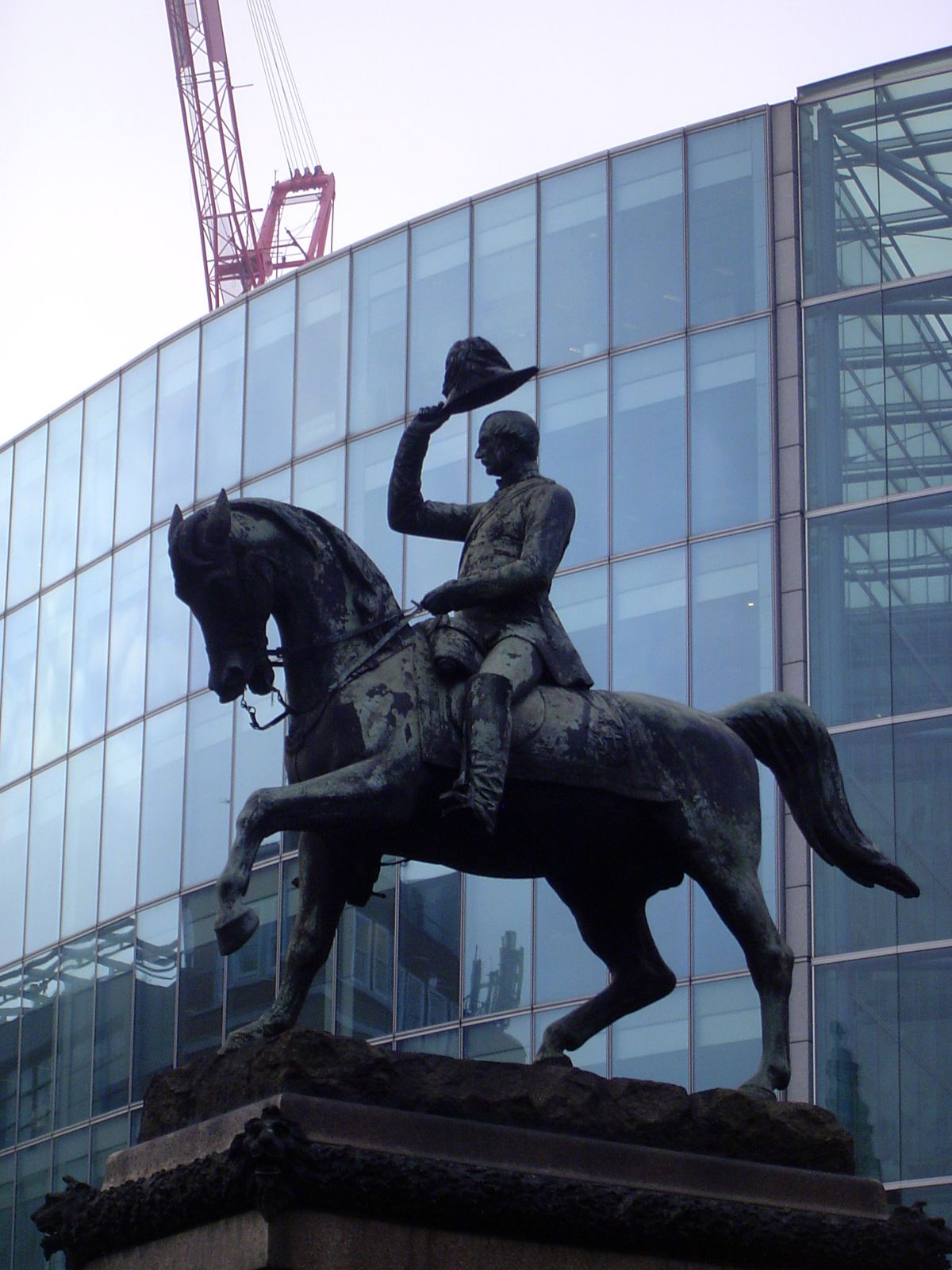 Prince Albert tips his hat at Holborn Circus. The building behind him is the headquarters of Sainsbury's.