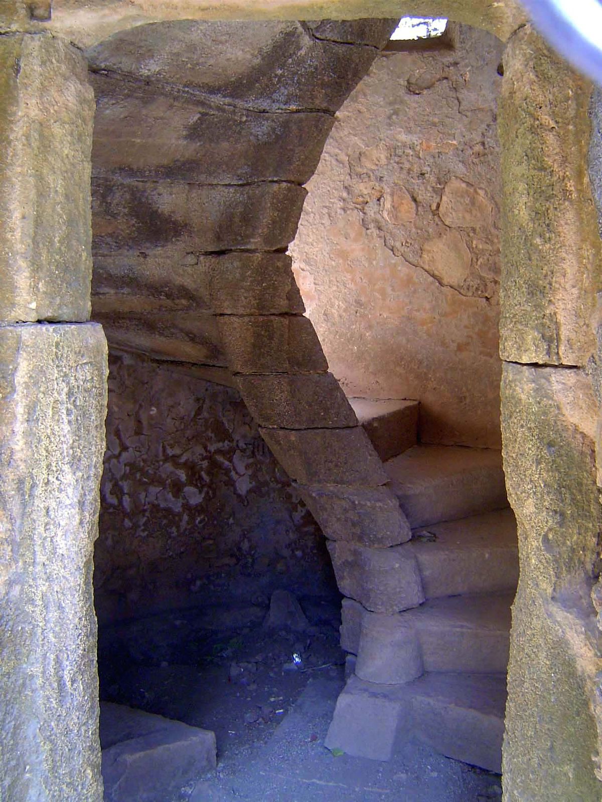 Spiral staircase to tower.