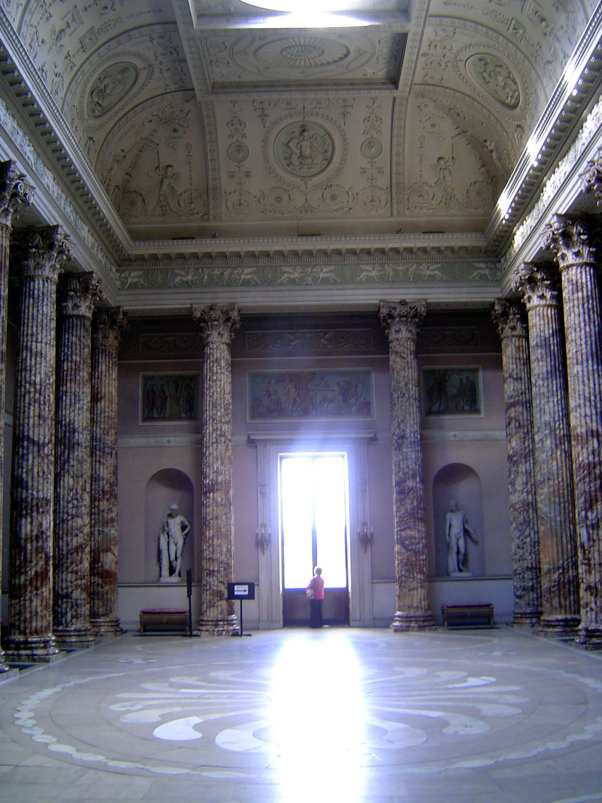 Another view of the hall, this time toward the saloon and the large door on the south front.