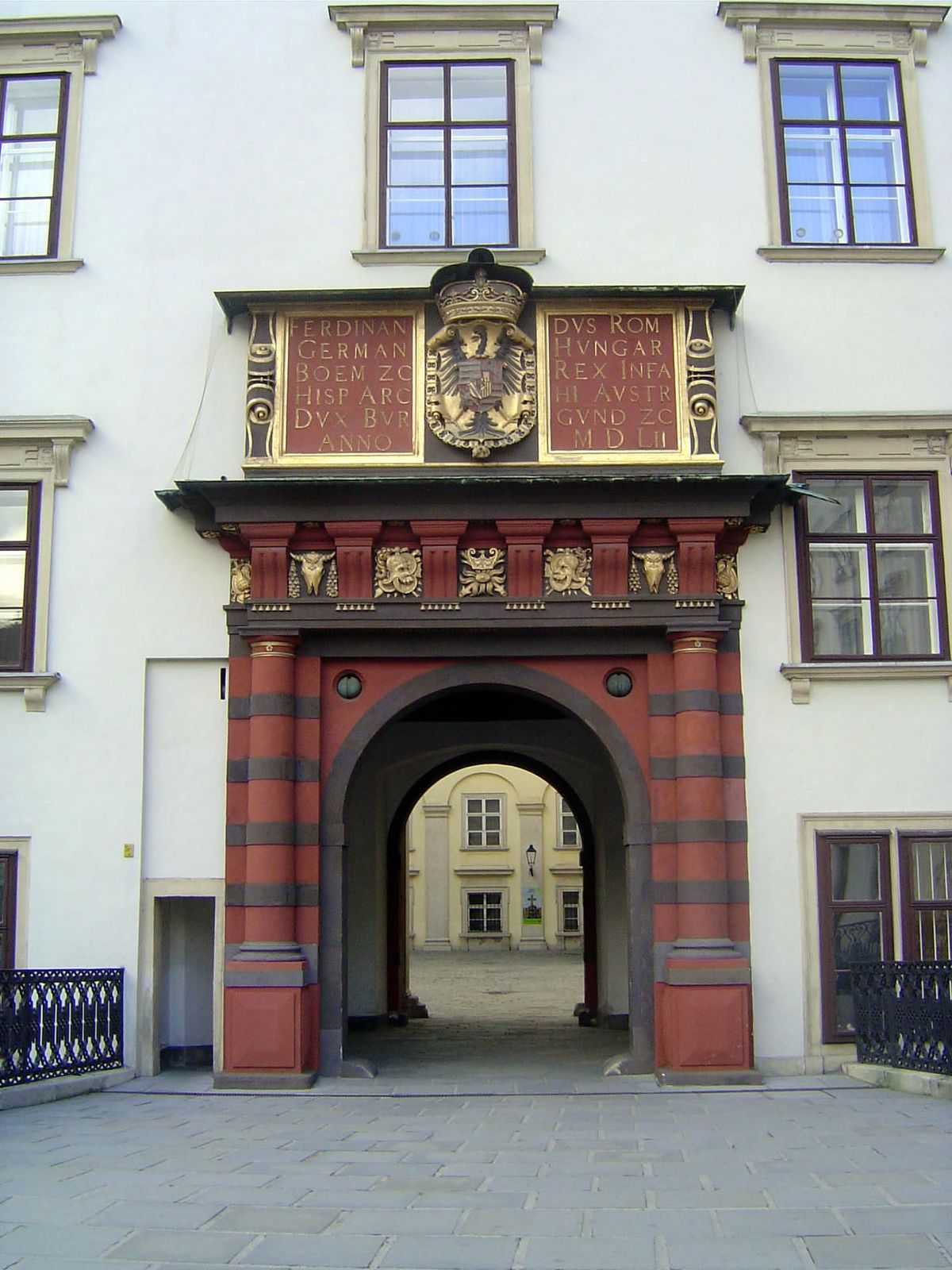 The Swiss Gate, from 1552, is an early example of the classicism that in later centuries would become a mania. The columns are inlaid with m