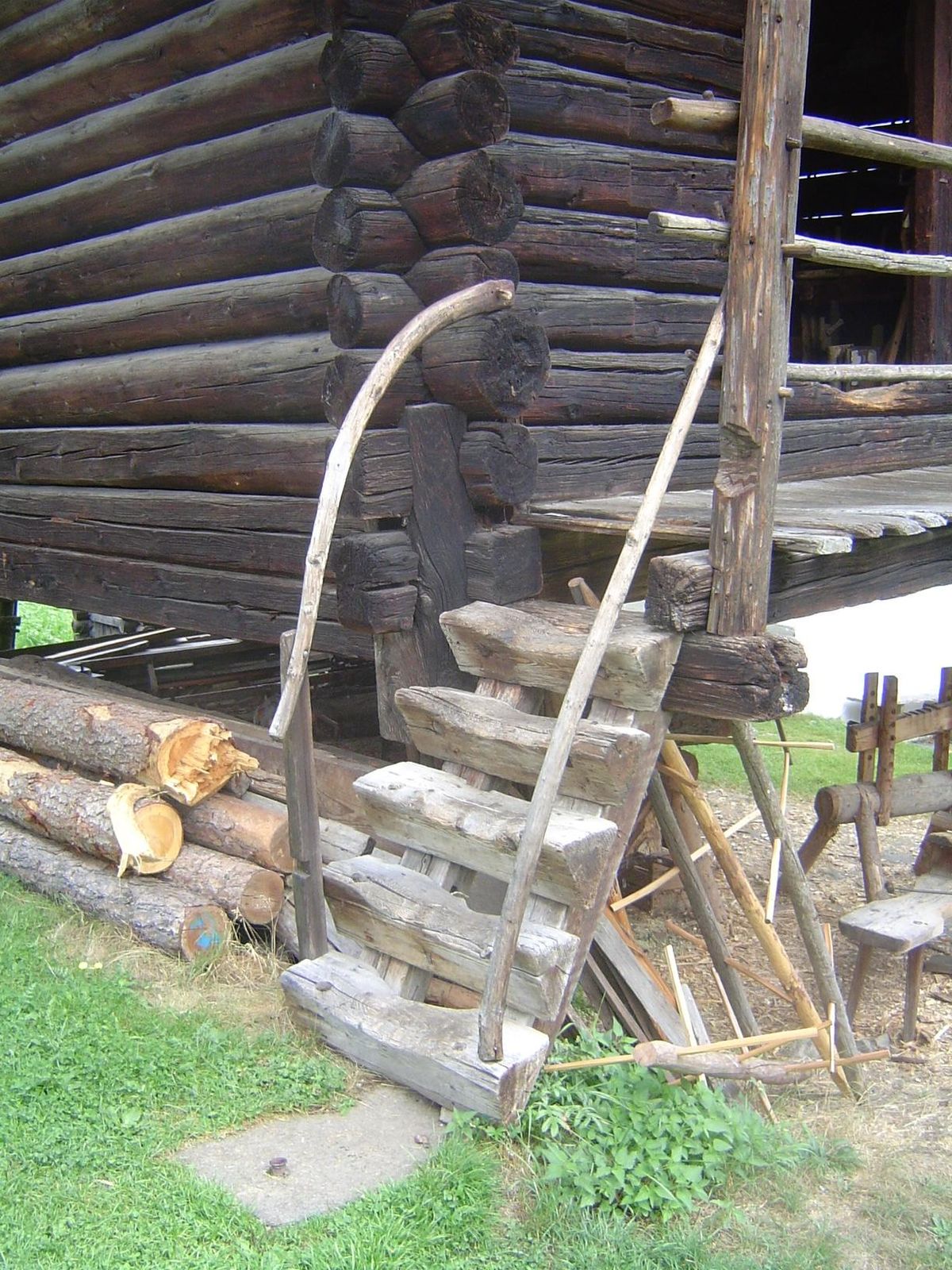 Stairs to carpentry shop.