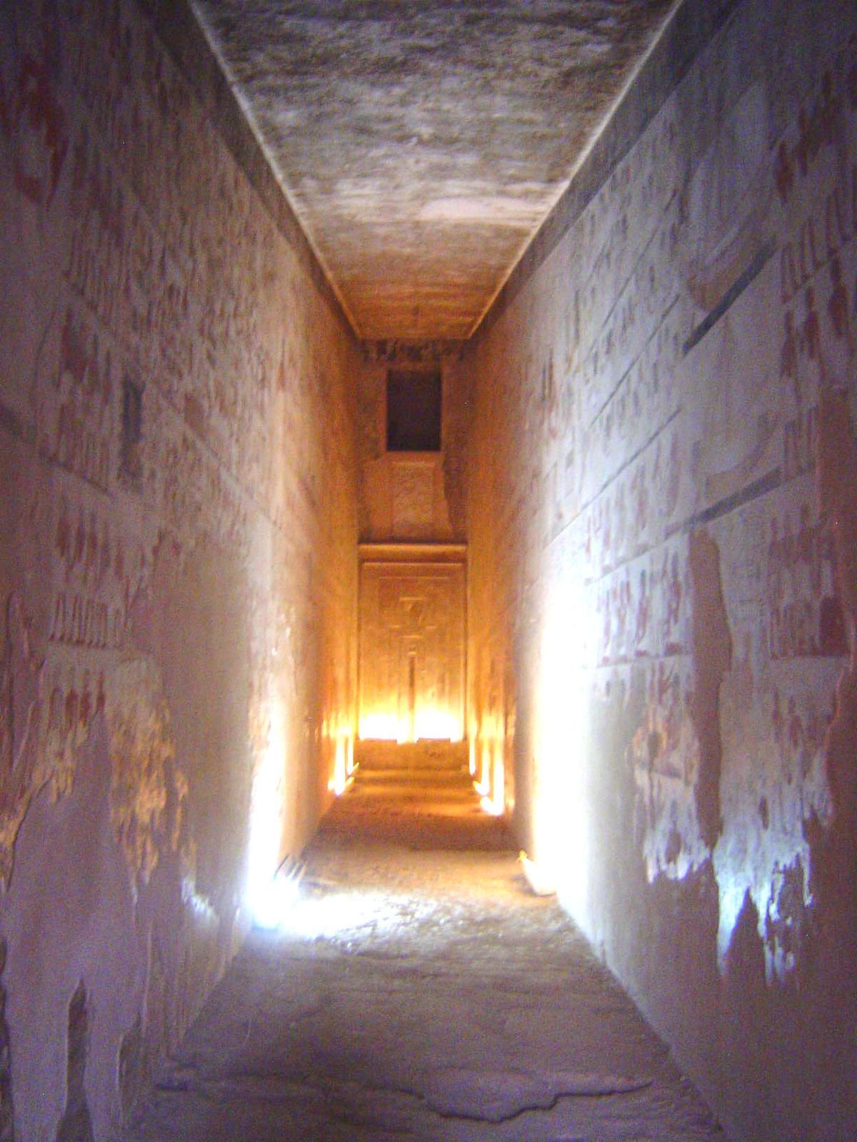 Beyond the initial room, this corridor extends 82 feet into the hillside, and the ceiling rises from 10 feet to over 26 feet high at its far