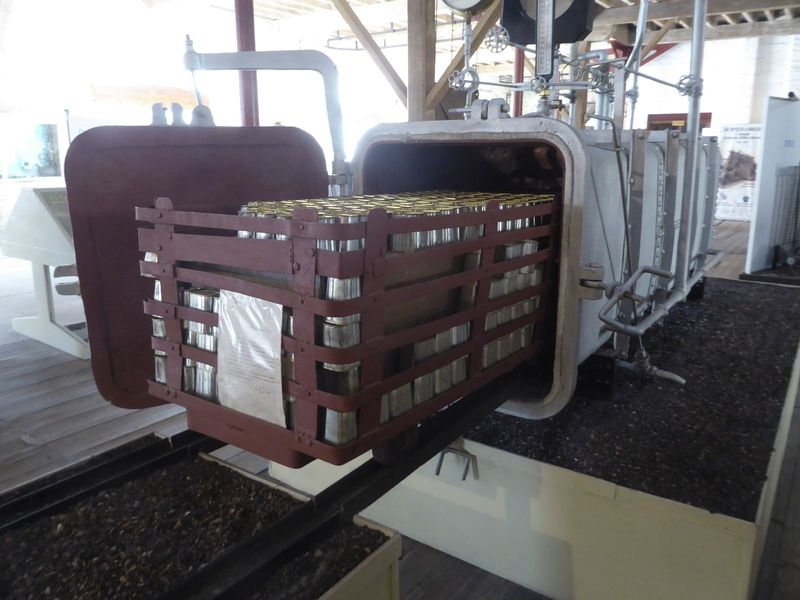 Corned beef was sterilized in autoclaves.