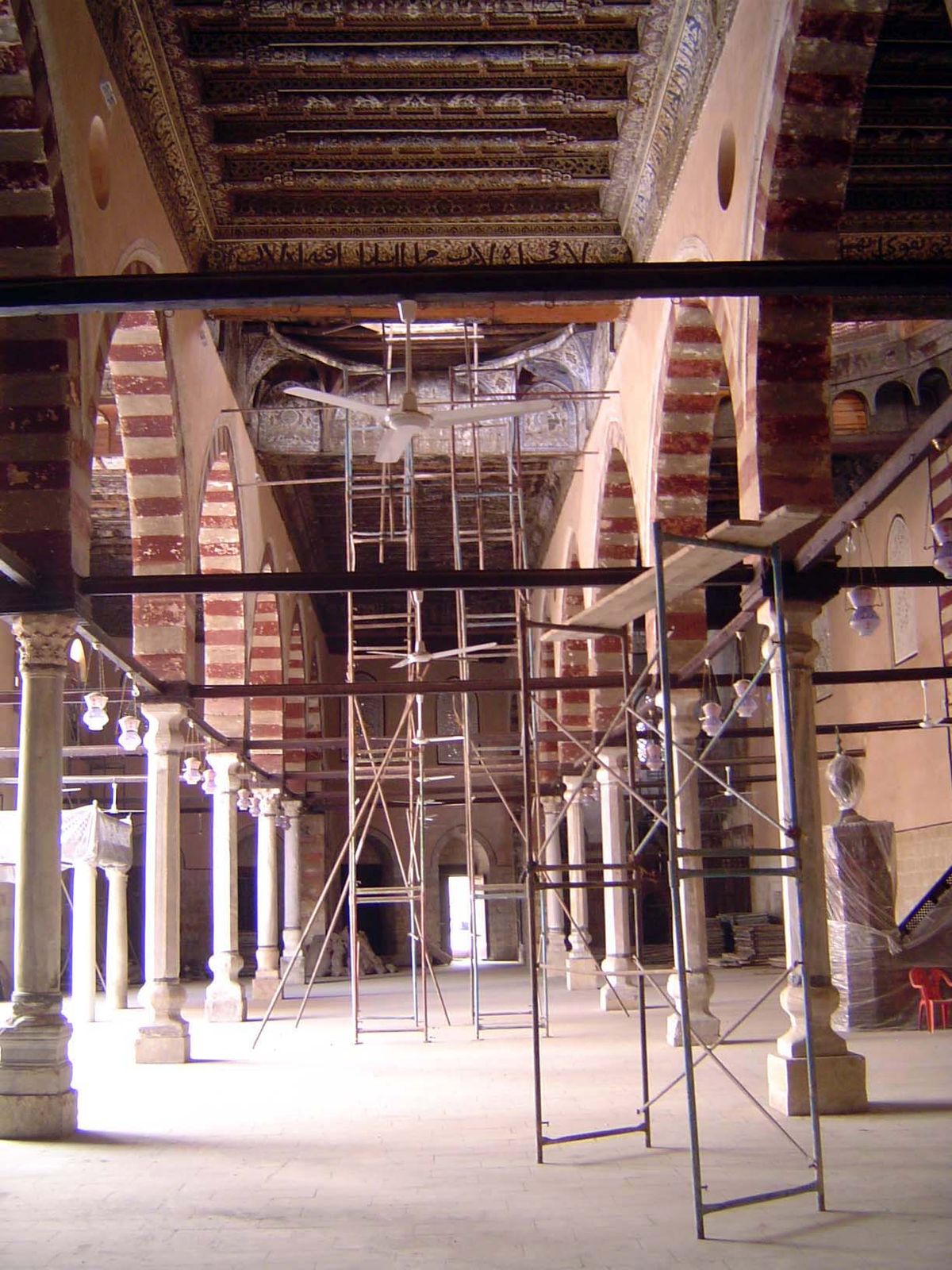 Painters' scaffolding.