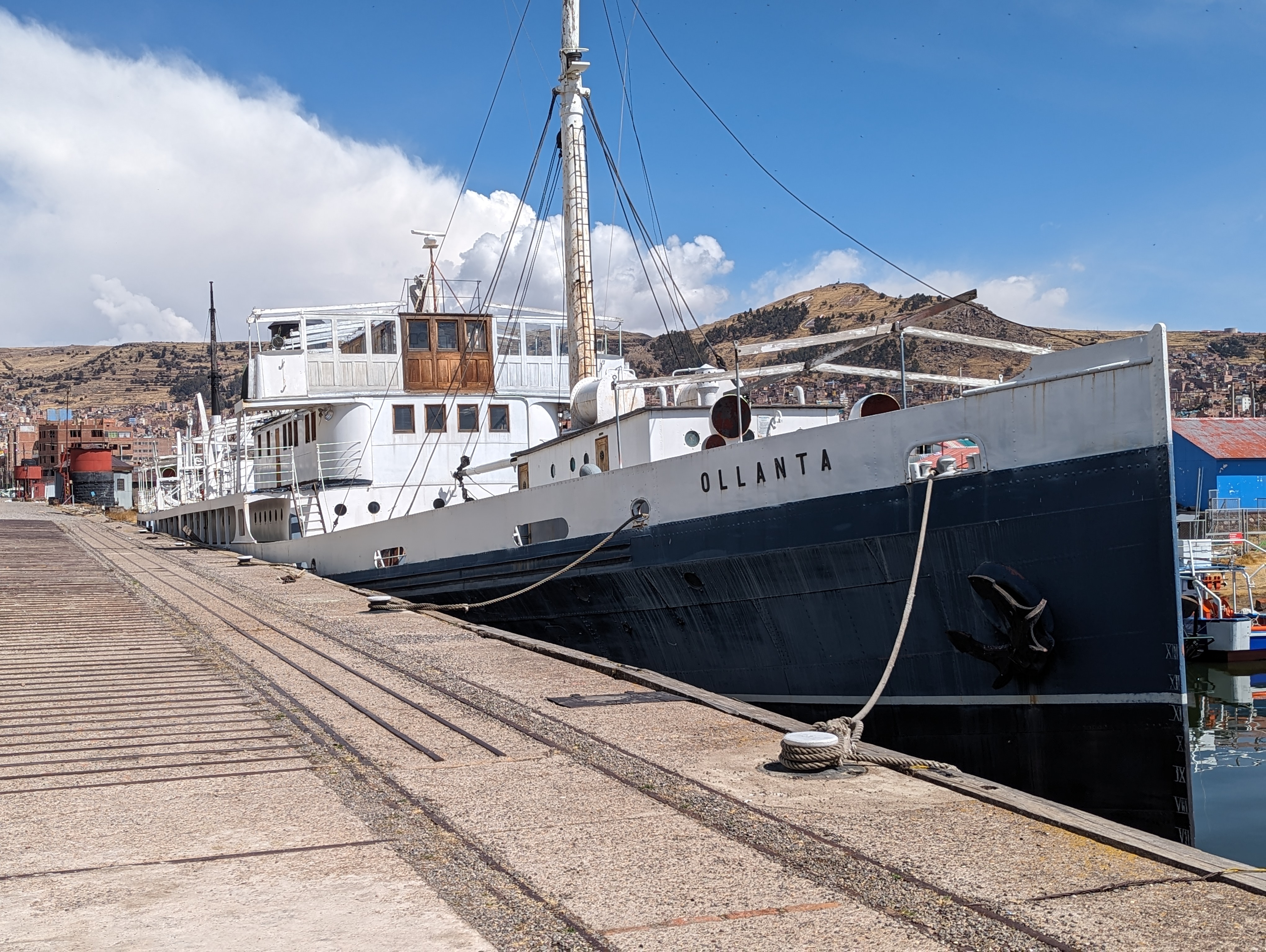 On the same dock, the Ollanta was built in 1931, again in England and again shipped over in pieces, like Ikea furniture.  No mules this time