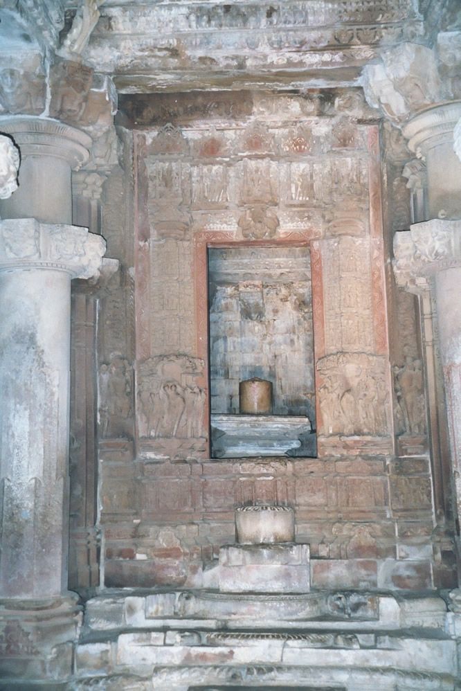The austere Mahadeva sanctuary, empty except for a Shiva lingam.