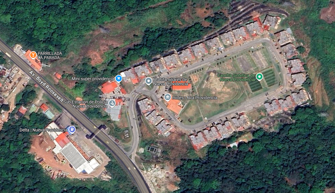 One solution is to give up, move out of town, and start over.  Here, 10 miles outside Col n, is Nueva Providencia. The highway, "Boyd Roosev