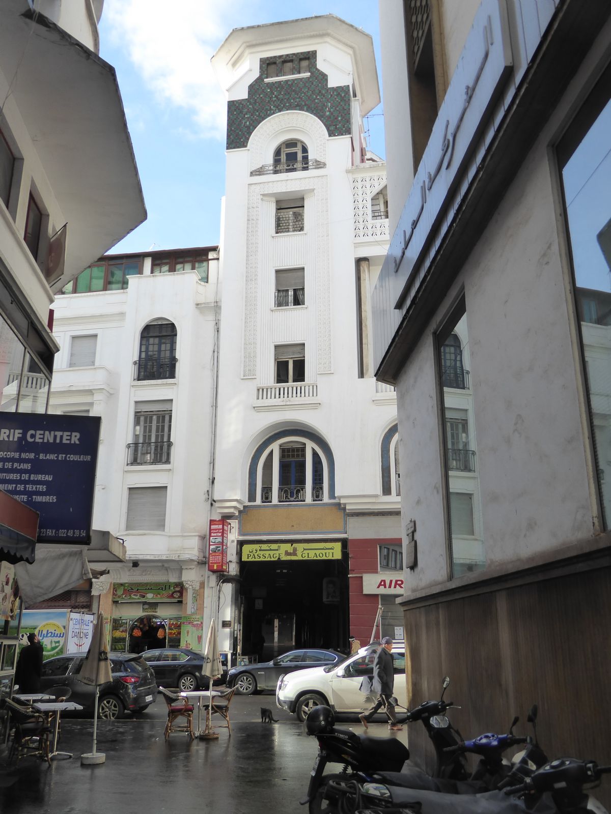 It marks the entrance to an arcade.
