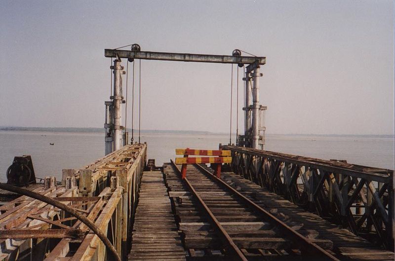 The dock of the train ferry. The breadth of the Salween can be judged here.