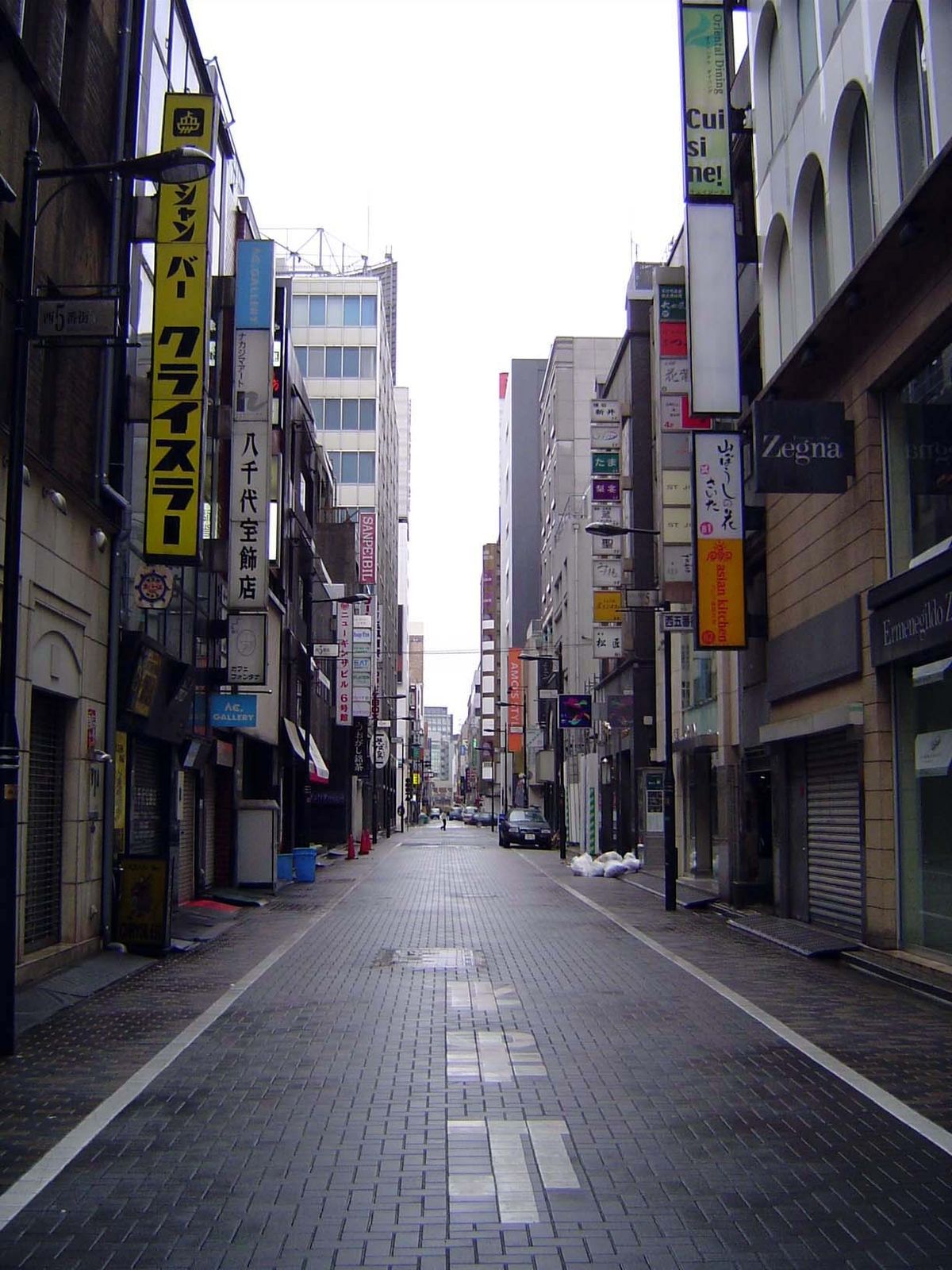 Signs line even the Ginza's narrower streets.