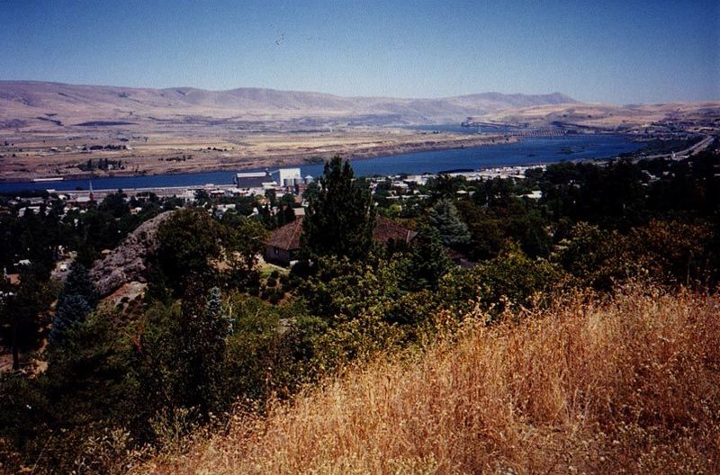 The Columbia River at The Dalles, end of the Oregon Trail and an important cherry-growing region today.