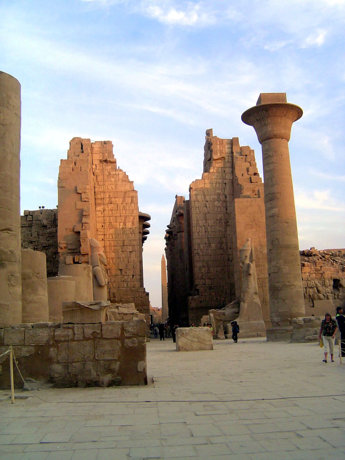 We're back to the central axis, but this time in the second forecourt of the Temple of Amun and looking at what remains of the second pylon.