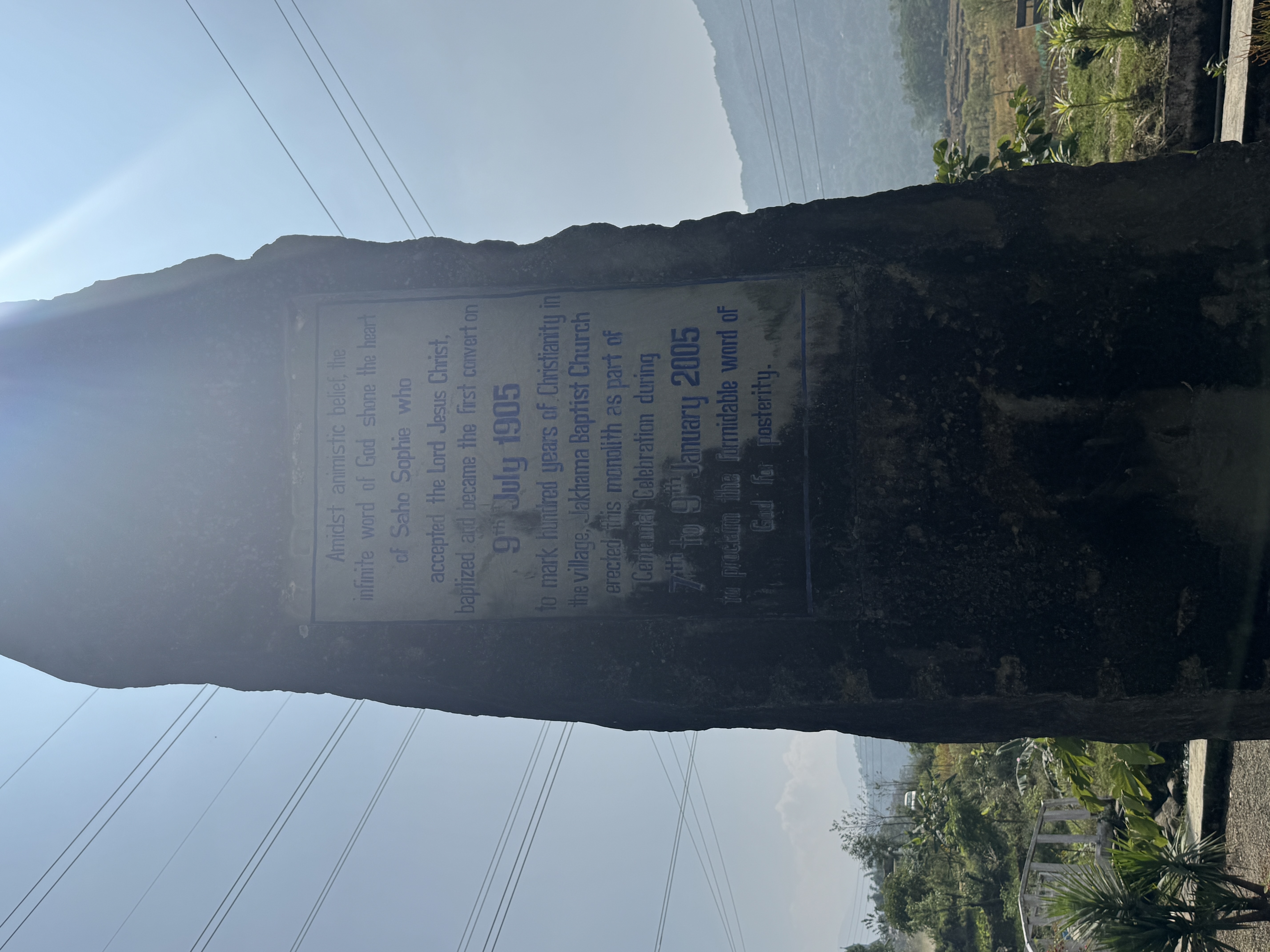 We've moved just a mile or two to Jakhama or Zakhama, here with a monolith proclaiming the first local convert to Christianity.