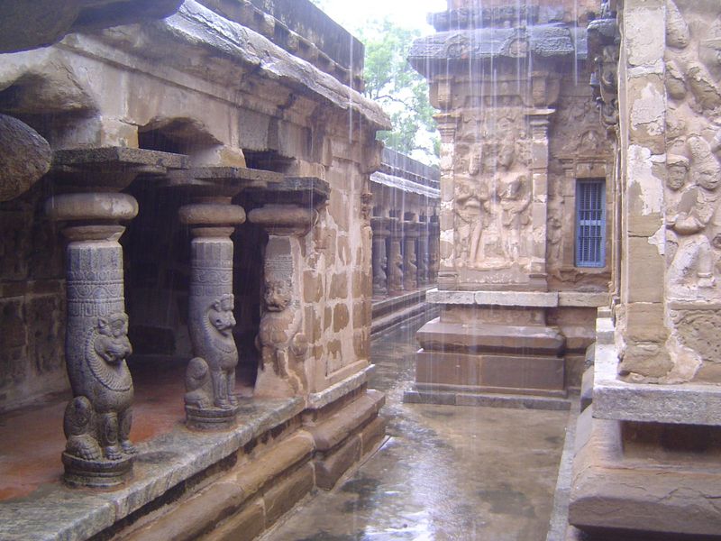 Here's a view of part of the north side of the prakara, which deviates from a square to allow a porch whose corner is on the right. Hudson s