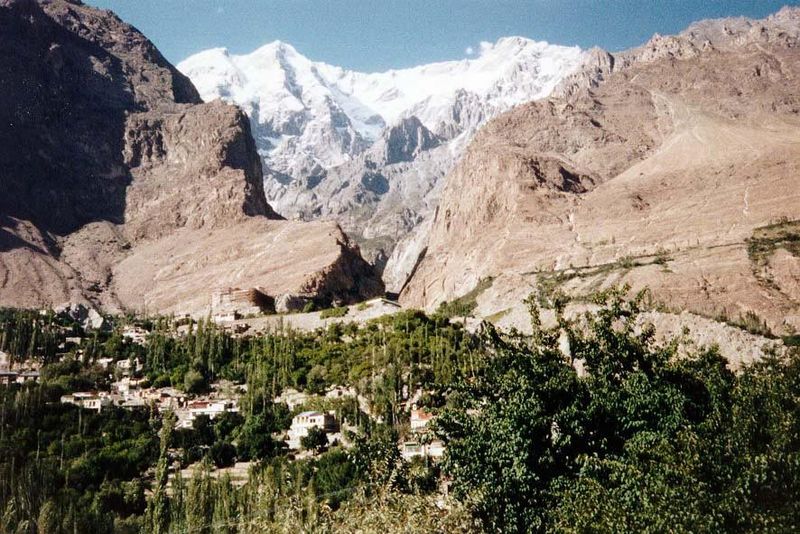 Adjoining Karimabad, Baltit Fort is almost perfectly camouflaged against the barren foothills, but it's temporarily wrapped here by scaffold