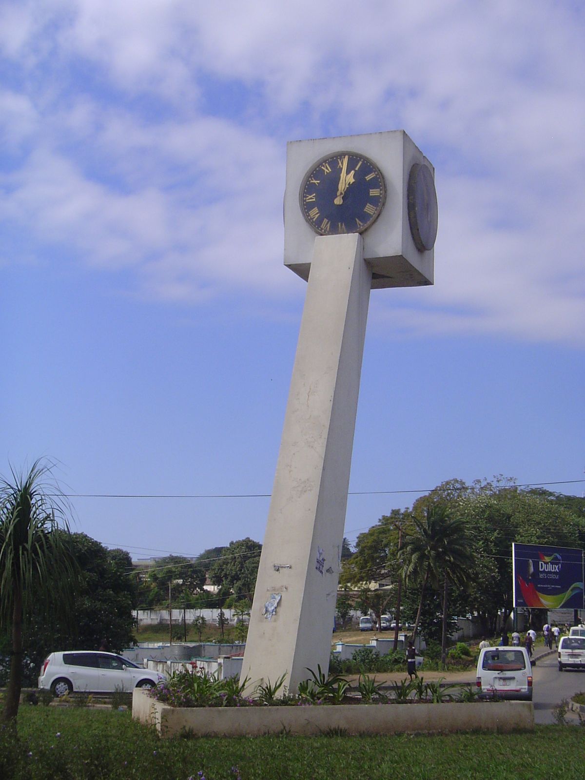 Of the same vintage, this Jet Age clock tower replaced a more traditional one. Why the numerals are Roman is anybody's guess.