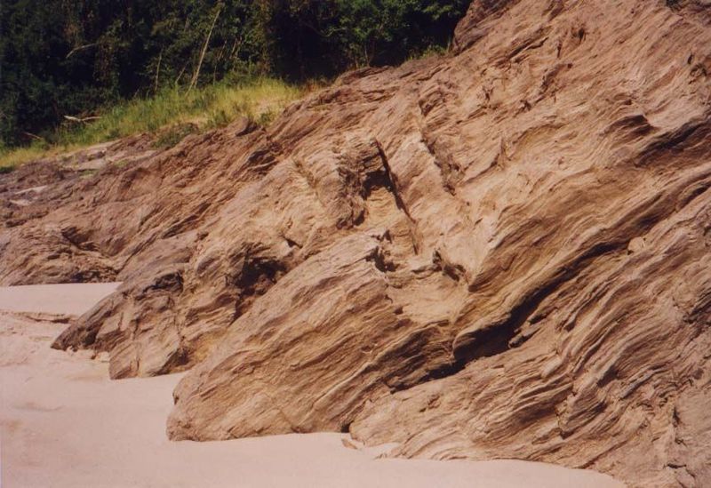 Back on the river: rippling sedimentary layers.