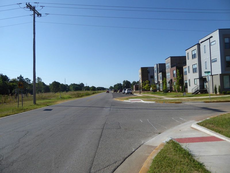 New apartments have popped up along the track, mostly because the city is encouraging denser residential housing near the core. Having train