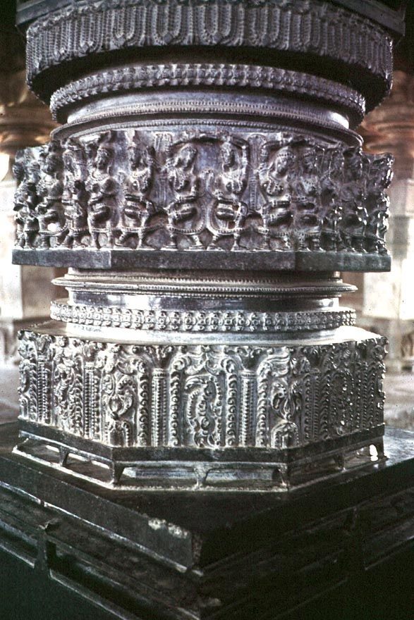 These four basalt columns had to be transported hundreds of miles from quarries near Bangalore.
