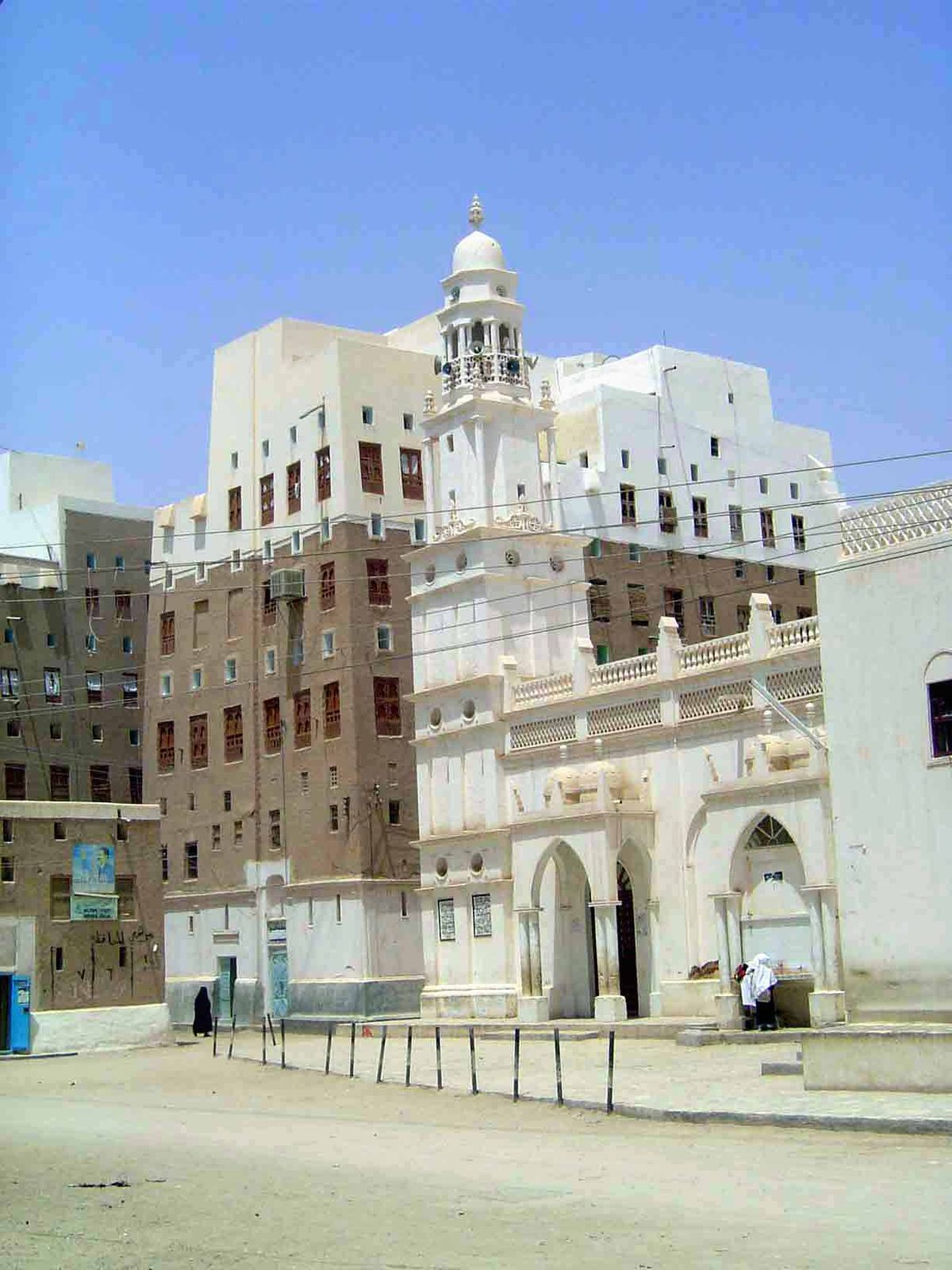 The mosque is a rarity on two counts. First, it's lower than the surrounding residential buildings. Second, it's also the only building in t