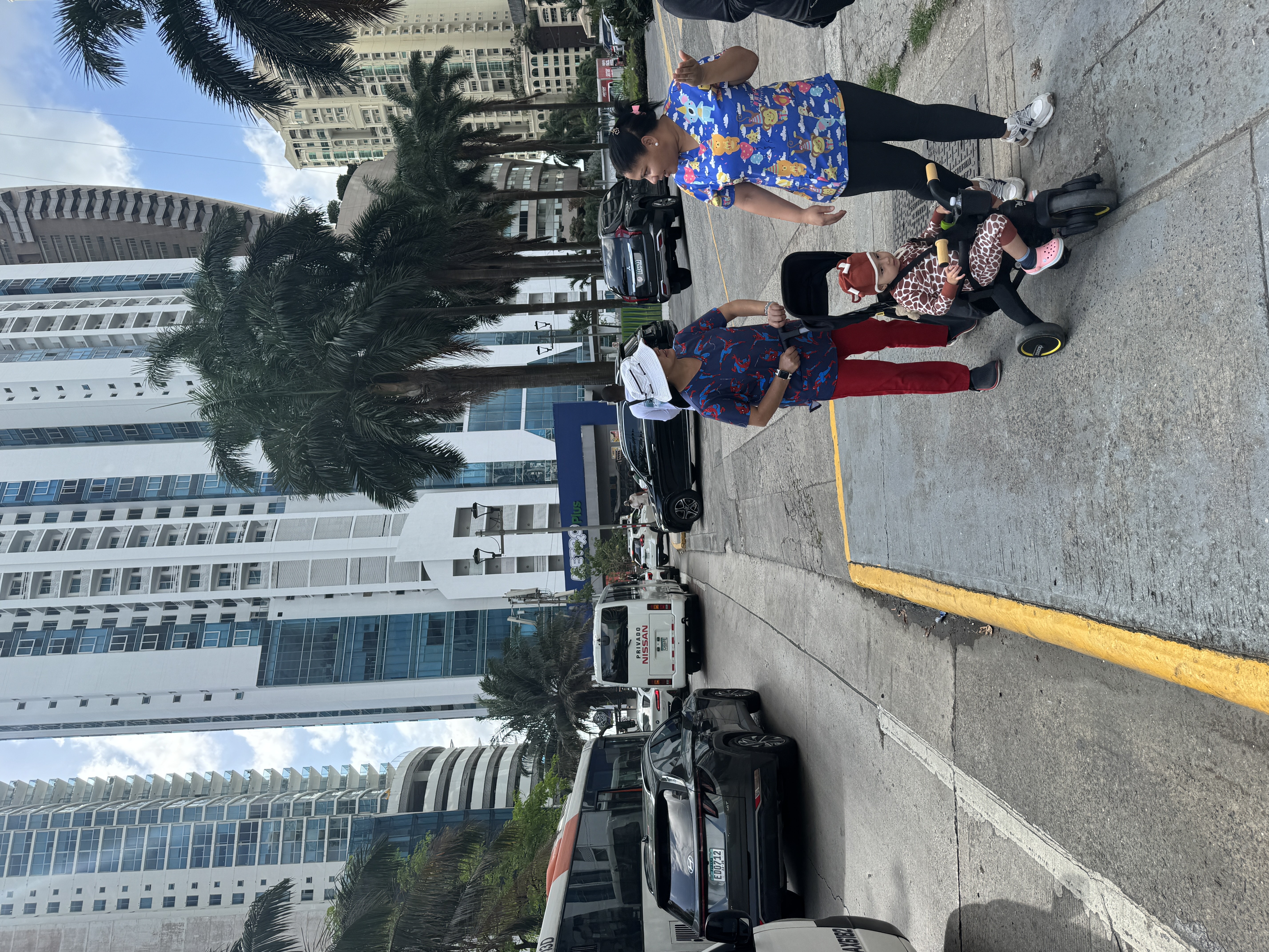 There's very little space for pedestrians at Punta Pacifica, and few people walk except child-care providers.