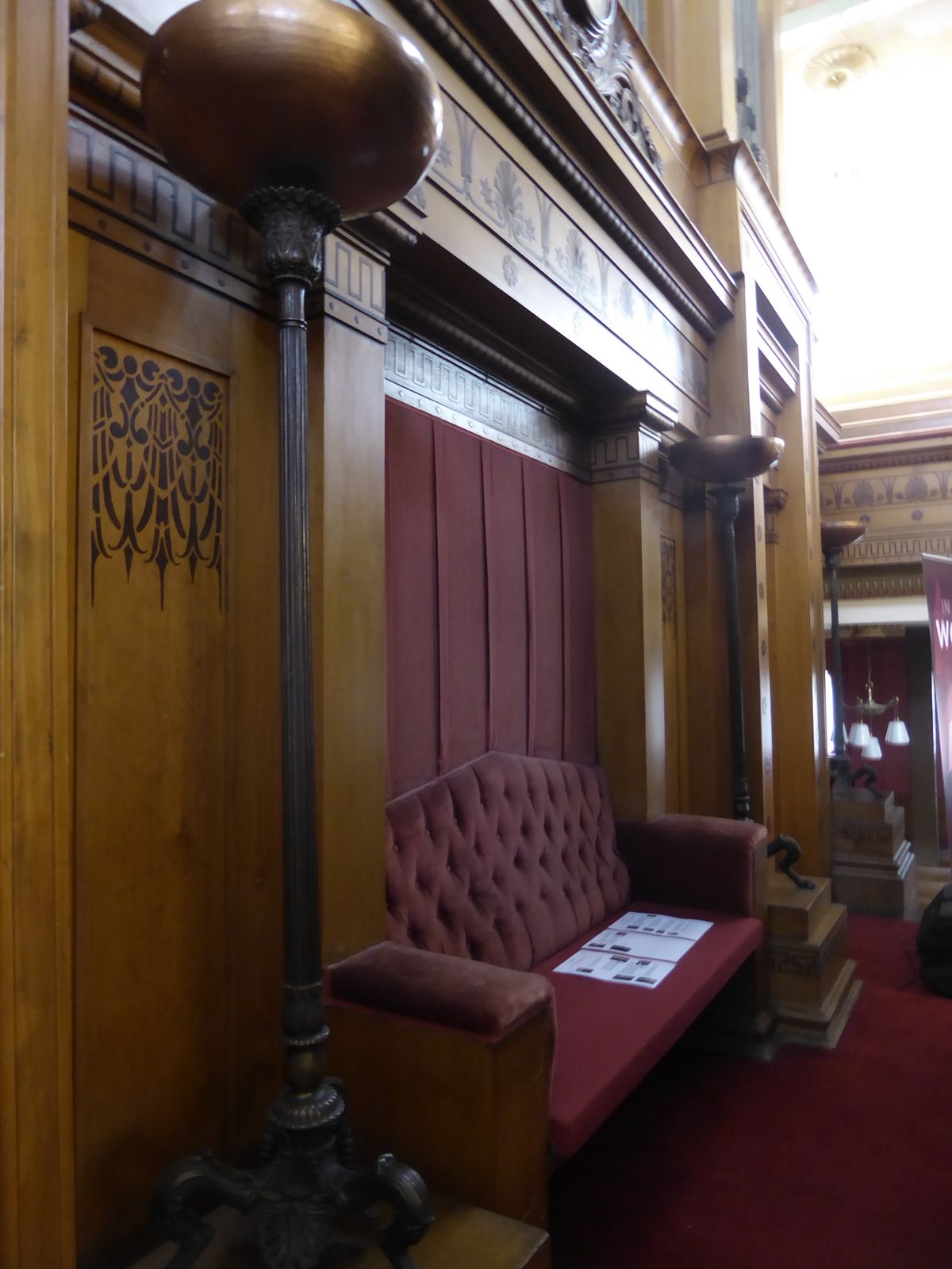 Nice lamps, but the view from behind the pulpit is the back of the screen.