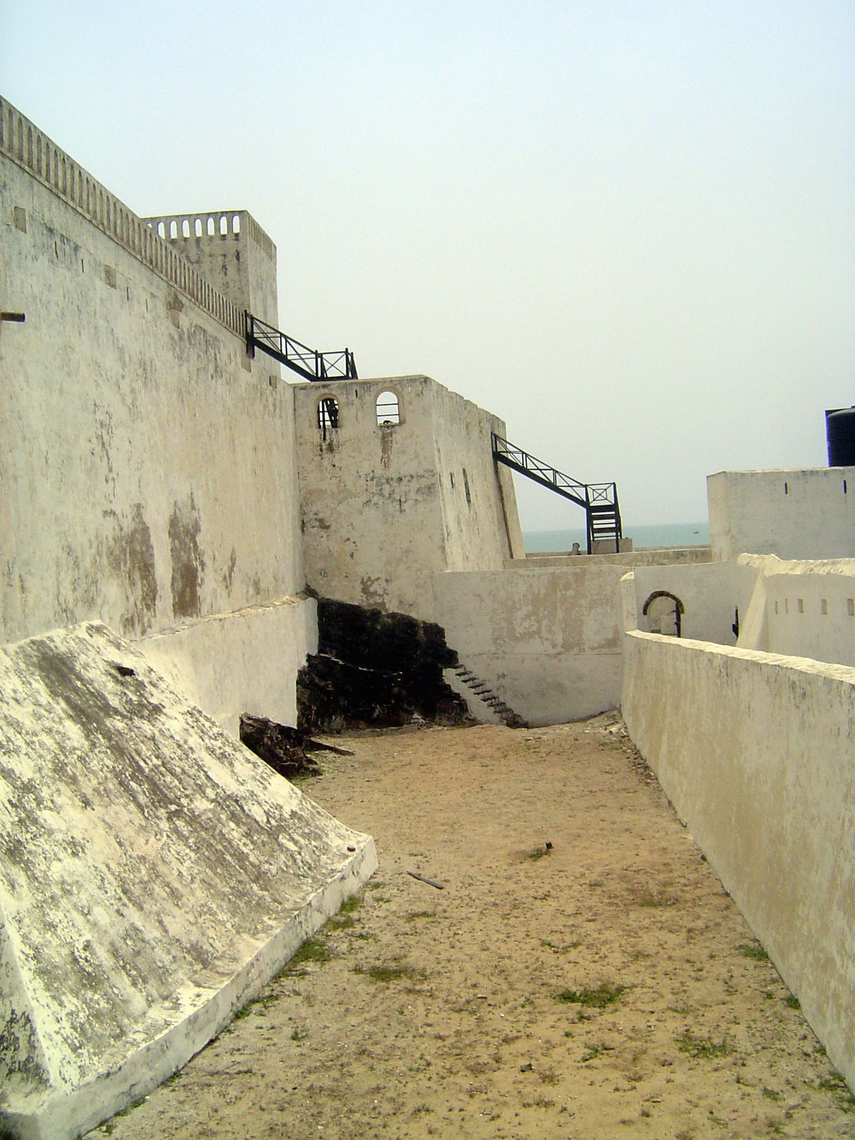 The moat is dry.