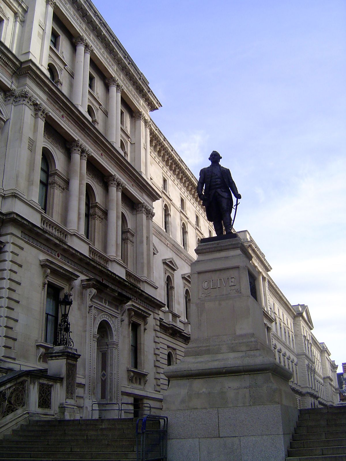 Clive stands just outside what was the India Office.