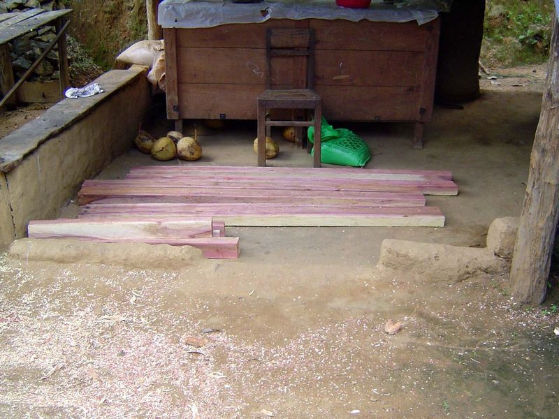 Freshly sawn timber.