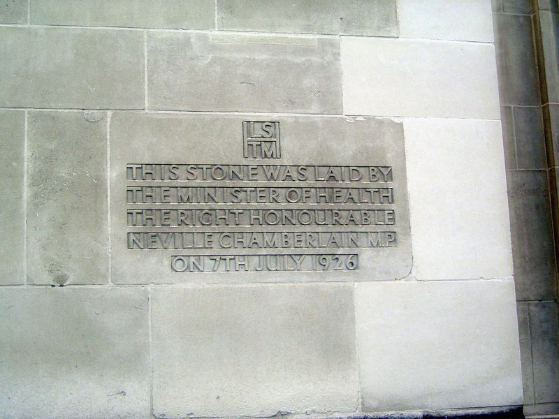 One of Neville Chamberlain's better moments. The school was funded in part by the Rockefeller Foundation.
