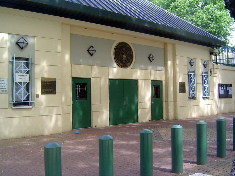 Entrance to the replacement embassy.
