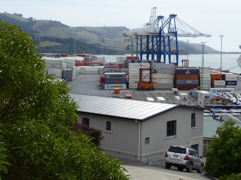 A closer view of the container terminal; it's operated by Port Otago, Ltd.