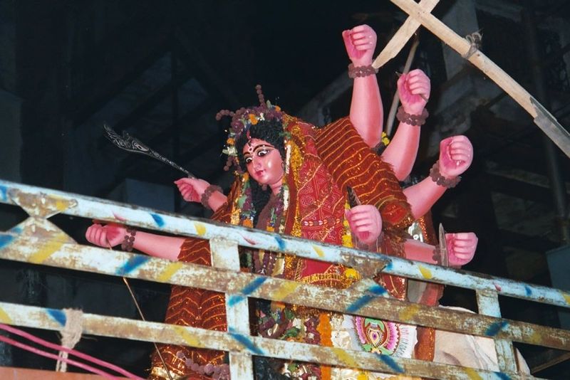 Another Durga, this time on the back of a flatbed truck.
