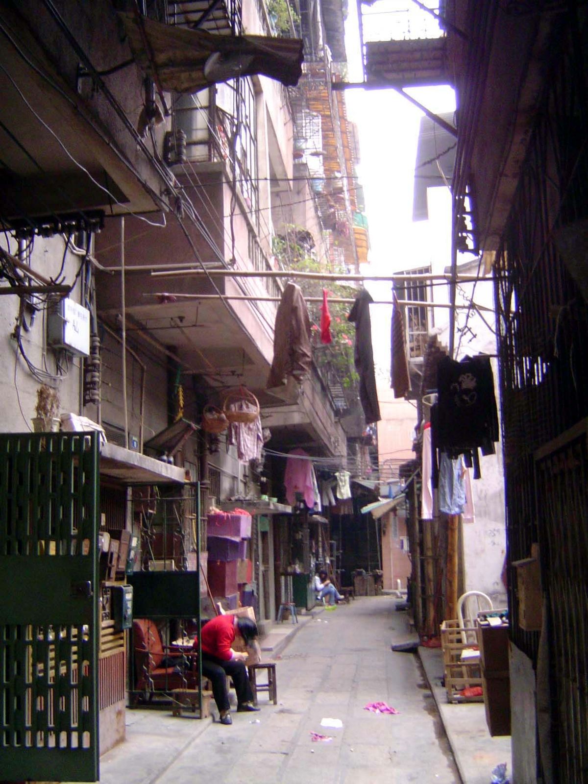 Some alleys have shops downstairs.