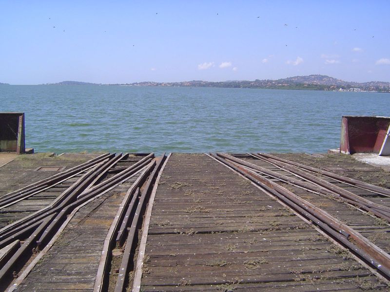 We're standing on an out-of-commission lake ferry. Good thing, too, otherwise there might be a good splash.