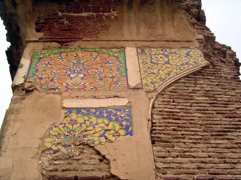 On the back of the mosque there are surviving bits of decorative tile.