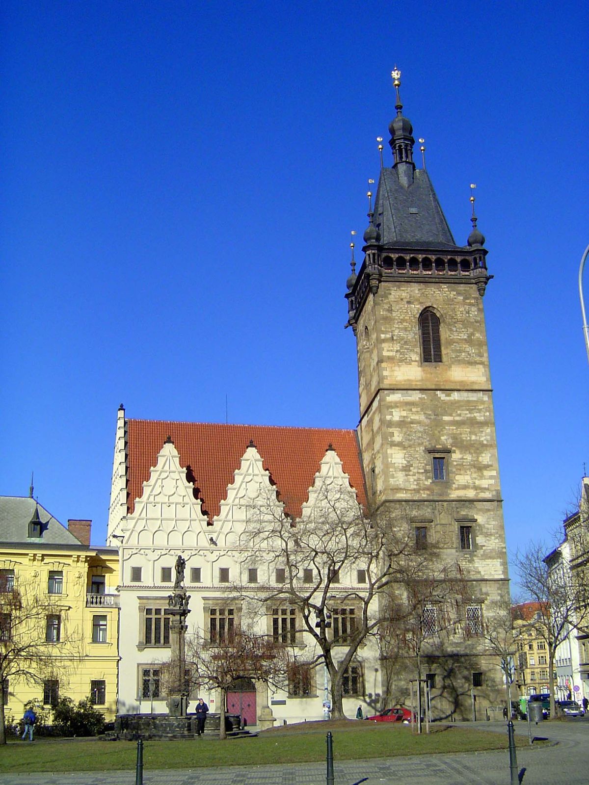 The Novometska Radnice or New City Town Hall was built in the 15th century, modified in 1806, but restored to its Gothic roots when it was m