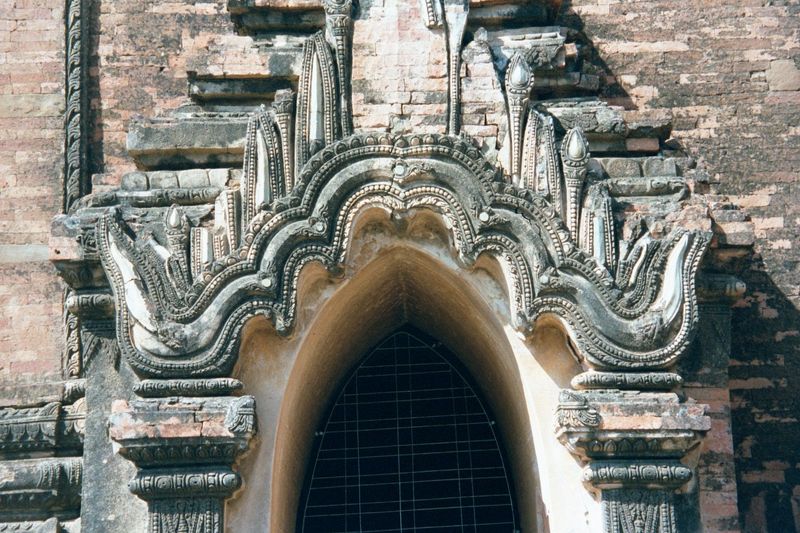 The plaster decoration is in good shape, as in this flaming pediment.