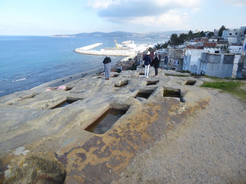 Here's the breakwater protecting the ferry terminals, but what are those curious holes?